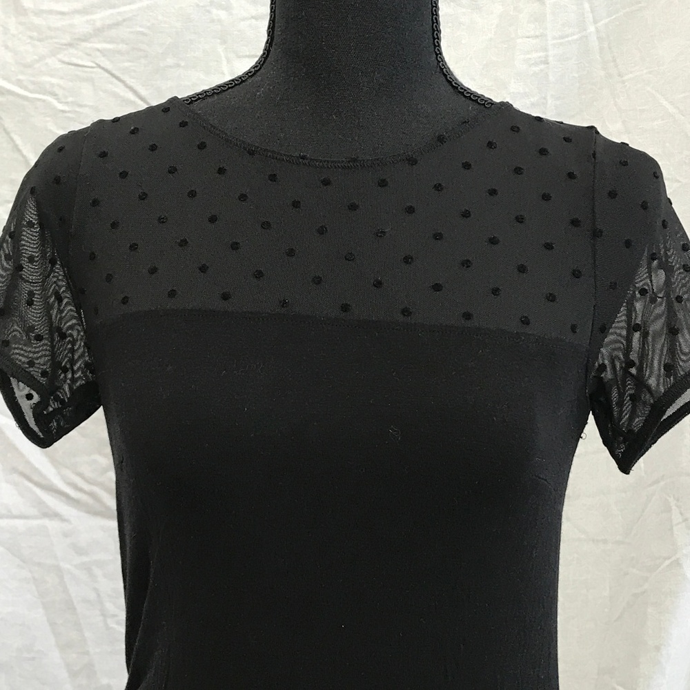 Small H&M Mama Black Mesh w Dots Short Sleeve Top